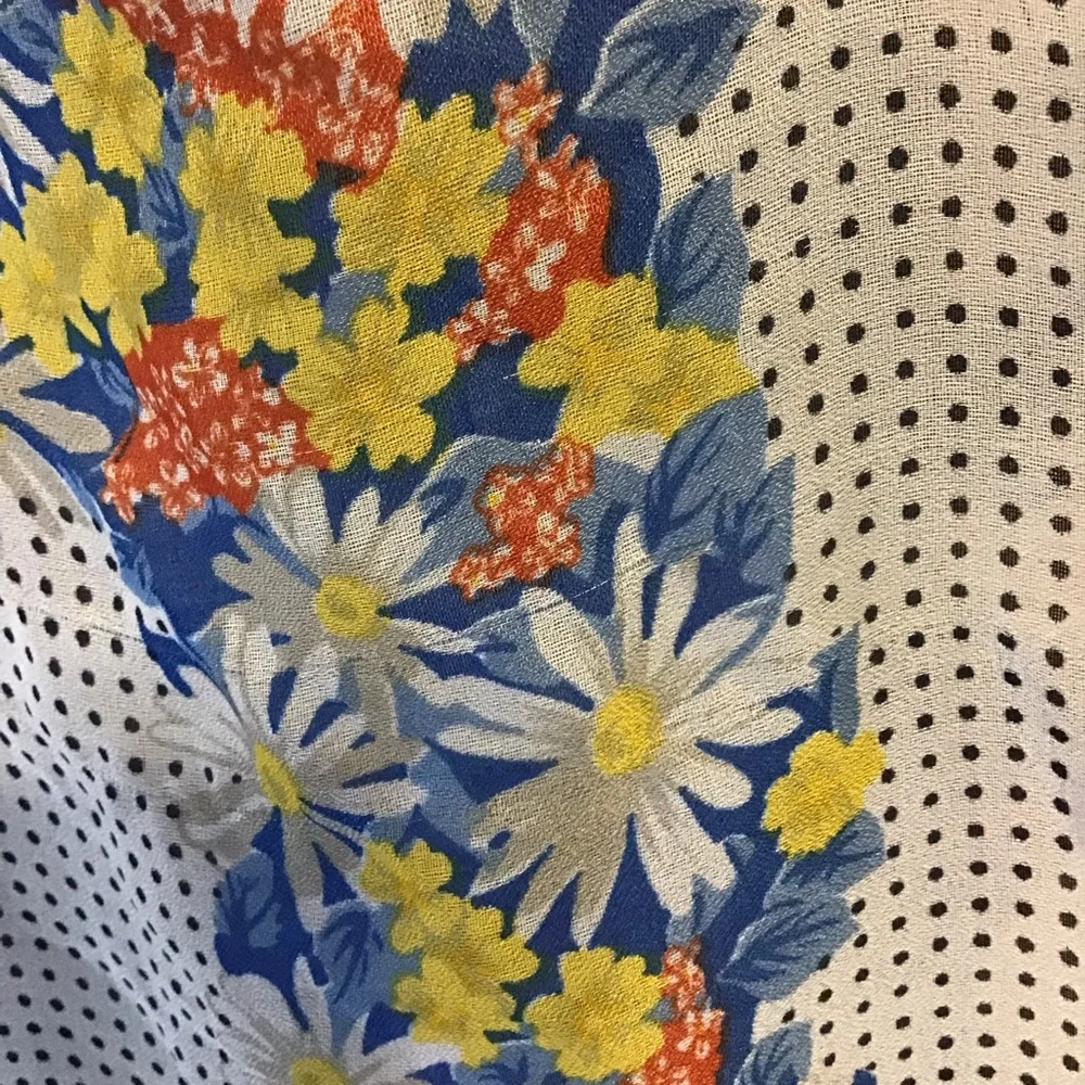 MORSLY Women's Vintage Italian Daisy Floral Yellow White Blue Polka Dot Scarf